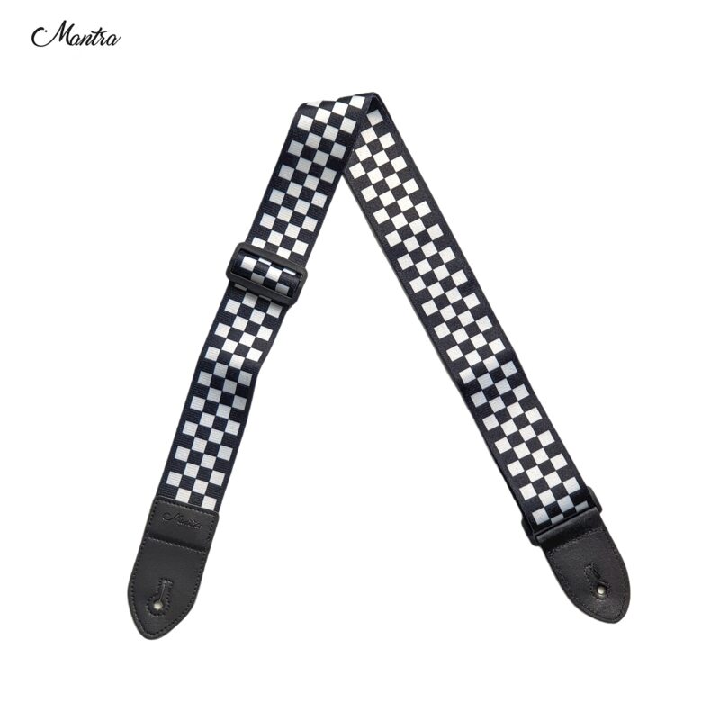 Mantra Guitar Belt- White check